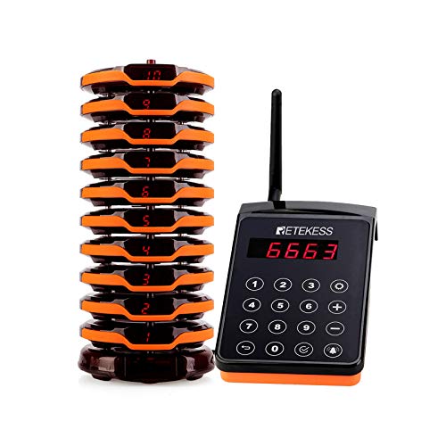 Retekess TD156 Restaurant Pagers - Long Range, Timeout Reminder, 10 Coaster Pager Set
