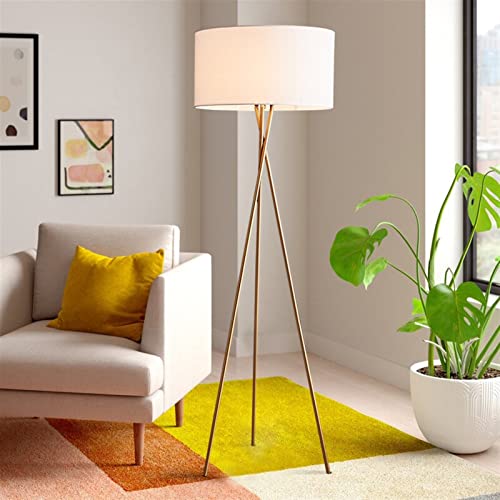 TRESORS Modern Tripod Metal Floor Lamp - White With Remote Control