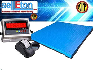 SellEton Industrial Floor Scale with Printer | 5' x 5' NTEP Certified | 5,000 lb Capacity