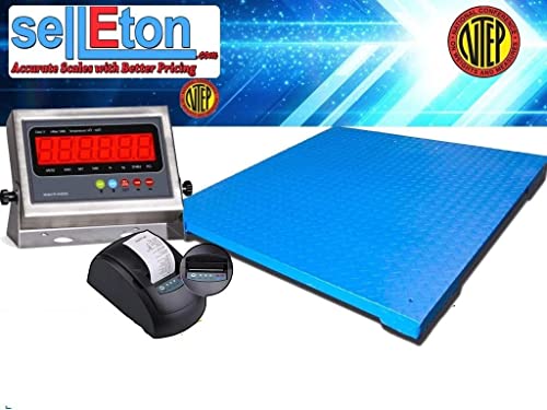 SellEton Industrial Floor Scale with Printer | 5' x 5' NTEP Certified | 5,000 lb Capacity
