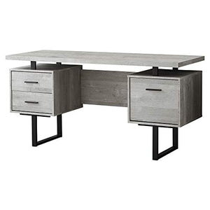 Monarch Specialties Computer Desk with Drawers - Contemporary Style - Home & Office Computer Desk with Metal Legs - 60"L (Grey Reclaimed Wood Look)