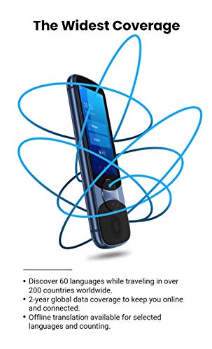 Language Translator Device with Unlimited 2-Year Global Data, No Wifi Need, Jarvisen Instant Real Time Two Way Voice 60 Languages and Selected Offline Translation, Support Bluetooth Earphone (Grey)