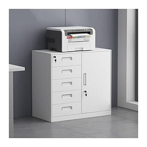 LINKIO Steel File Cabinet 5 Drawer with Lock, Vertical Filing Cabinet Printer Shelf - White