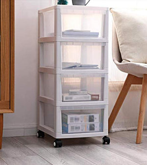 RANRANJJ Rolling Storage Cart with Clear Drawers, White, 39 * 32 * 80CM