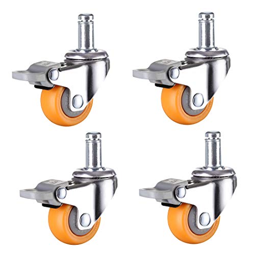 IkiCk Yellow Office Chair Caster Wheels - Set of 4, 50mm/2in Swivel Castors