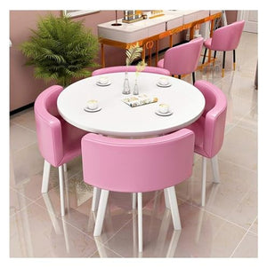 DioOnes Table Set with 1 Table and 4 PU Leather Chairs