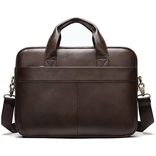 WJCCY Men's Bag Men Briefcase for Laptop 14 Messenger Men's Leather Bag Business Portfolio for Document (Color : Brown, Size : 28.5x39.5cm)