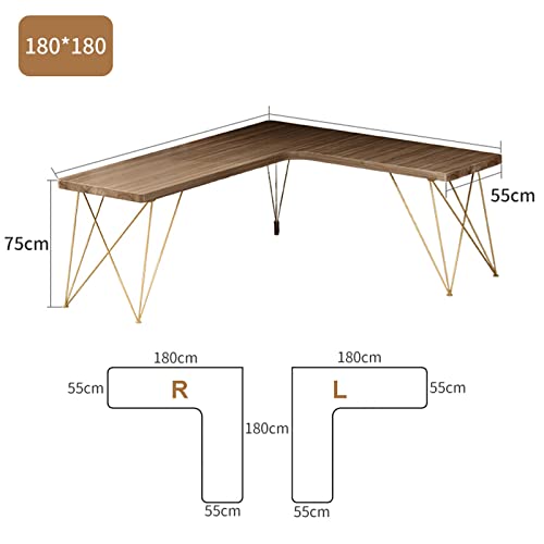Corner Pine Wood Computer Desk L-Shaped Office Study Desk (Left, 180x180x75cm)