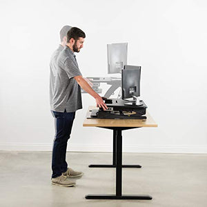 VIVO Black Electric Motor Height Adjustable 36 inch Stand up Desk Converter, Sit to Stand Tabletop Dual Monitor Riser with USB Port, DESK-V000VE