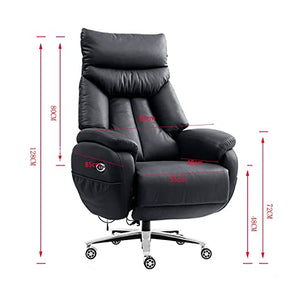 CYXI Office Chair, Adjustable Swivel Boss Chair - Beige Cowhide Leather