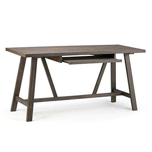 SIMPLIHOME Dylan SOLID WOOD Modern Industrial 60 inch Wide Home Office Desk, Writing Table, Workstation, Study Table Furniture in Driftwood
