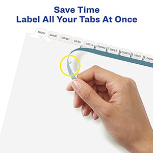 Avery 12-Tab Binder Dividers, Easy Print & Apply Clear Label Strip, Index Maker, White Tabs, 5 Sets, 6 Pack (11429)