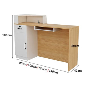 HSHBDDM Modern Reception Counter Desk with Drawers 140x42x100cm D-Right
