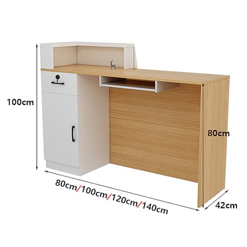 HSHBDDM Modern Reception Counter Desk with Drawers 140x42x100cm D-Right