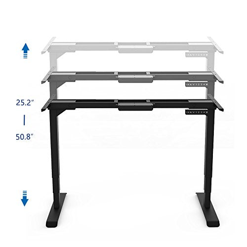 AIMEZO Electric Stand Up Desk Frame w/Dual Motor 50.8"H Height Adjustable Standing Desk Base Home Office DIY Ergonomic Workstation w/ 4 Memory Keypad