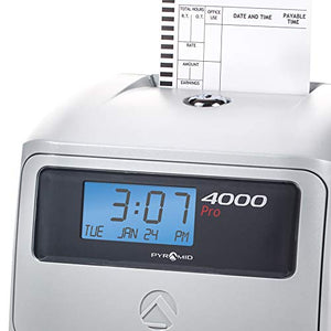 Pyramid Time Systems 4000PROK Auto Totaling Time Clock Bundle,125 Time Cards, 1 Extra Ribbon, 1 Time Card Rack, 2 Keys, Handles up to 50 Employees, Made in The USA