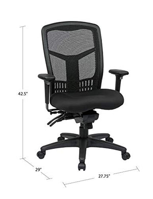 Office Star ProGrid High Back Managers Chair with Adjustable Arms, Multi-Function and Seat Slider (Black)