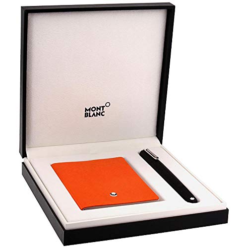 Montblanc M Ultra Black Ballpoint Pen & Notebook #145 Lucky Orange Set 117085