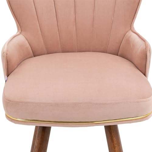 Ergonomic Polyester Bar Stools Set with Footrest and Arm - Pink Wood Finish