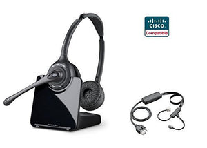 Cisco Compatible Plantronics CS520 VoIP Wireless Headset Bundle with Electronic Remote Answer|End and Ring Alert (EHS) for 6945 7821 7841 7861 7942G 7945 7945G 7962G 7965G 7975 7975G