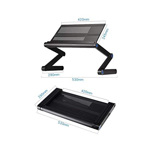 WPHPS Black Folding Computer Table, Lazy Laptop Computer Table Can Be Raised and Lowered Multifunctional Folding Mobile Learning Bed Table