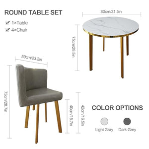 JNMDLAKO Round Office Reception Table & Chair Set for 4, 80cm