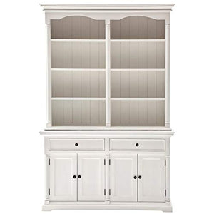 Beaumont Lane Modern Wood Storage Cabinet with Hutch/Bookcases in Pure White