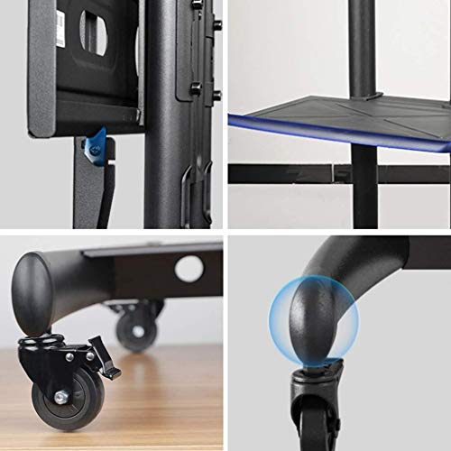 YokIma Mobile TV Stand for 55-80 Inch Screens, White, 90.9 Kg Capacity