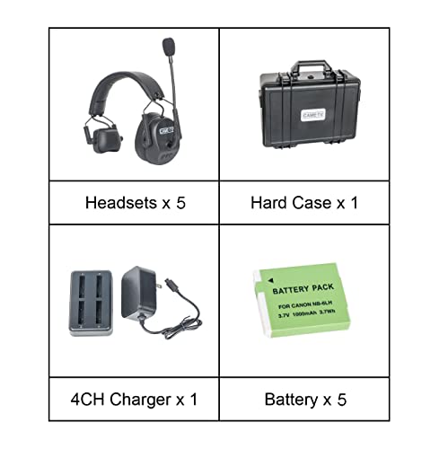 Came-TV Kuminik8 Wireless Intercom Headsets - Full Duplex 5 Person 1500ft Team Communication