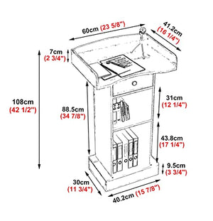 MObyat Lectern Podium Stand with Extra Storage Room & Drawer - College/Classroom/Churches/Teachers Lecterns