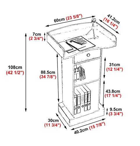 MObyat Lectern Podium Stand with Extra Storage Room & Drawer - College/Classroom/Churches/Teachers Lecterns