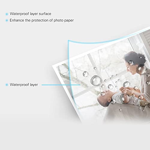 ZYZMH 100 Sheets Photo Paper 200gsm Waterproof Resistant High Gloss Finish Surface Quick Dry for Color Inkjet Printer