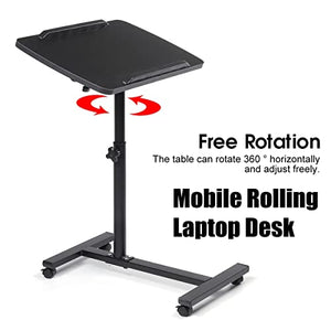 Office Desk Adjustable Folding Laptop Stand Portable Computer Table Movable Laptop Standing Desk Bedside Table Bedroom Furniture Laptop Desk (Color : Black)