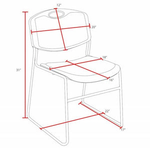 Romig Zeng Padded Stacker Chair, 12 Pack, Black