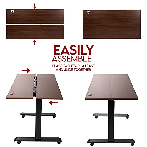 Electric Height Adjustable Standing Desk, 2-Stage Motor, 4 Memory Control Ergonomic Sit Stand Desk, 48 x 24 Inches Full Sit Stand Home Office Table with Desktop, Black Frame/Rustic Brown Split Top