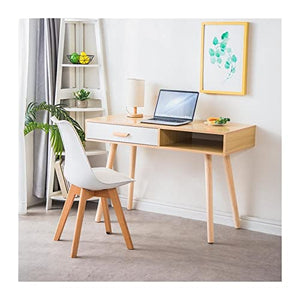 BinOxy Computer Desk with Bookcase - Nordic Wood Writing Desk for Home Office and Study