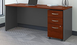 Bush Business Furniture Series C 72W x 24D Office Desk with Mobile File Cabinet in Hansen Cherry