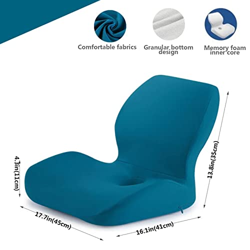 LSTQPK Work Chair Cushion with Butt and Back Support for Tailbone Pain Relief - Blue, Plus Size Office Chair Seat Cushion