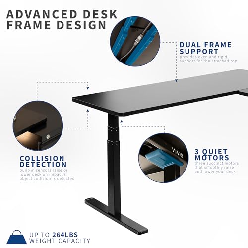 VIVO Electric Height Adjustable L-Shaped Corner Stand Up Desk - White Frame - 3E Series
