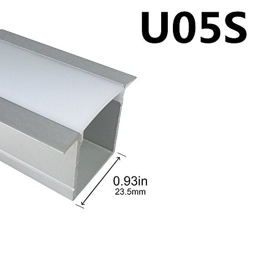 LightingWill U Shape LED Aluminum Channel 20Pack - Anodized Silver 6.6ft/2M - 36x24mm - 20mm Width - for Cabinet Kitchen LED Strip Lighting