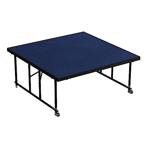 Krollen Industrial Portable Modular Stage with Blue Carpet TFXS48482432C04, Adjustable Height - 24" to 32