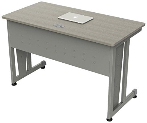 Linea Italia Rectangular Large Easy to Assemble Metal Desk with Wood Top | Computer Table for Home or Office, 48" x 24", Ash