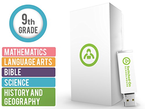 Switched on Schoolhouse, Grade 9, USB 5 Subject Set - Math, Language, Science, History, & Bible, 9th Grade Homeschool Curriculum by Alpha Omega