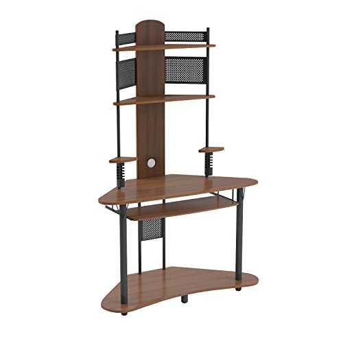 Calico Designs Arch Tower Corner Computer Tower Multipurpose Home Office Computer Writing Desk - Pewter / Teak,