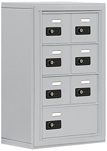 Salsbury Industries 19048-07ASC Cell Phone-4 Unit Surface Mounted-Resettable Combination Locks with 8-Inch Diameter Compartments, Aluminum