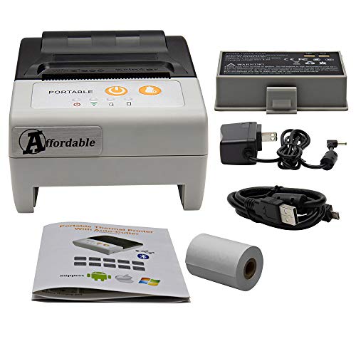 AFFORDABLE Thermal Receipt Printer, Android Bluetooth Mobile Printer with Auto Cutter, 2 Inches 58MM Printer with Belt Pouch for Business ESC/POS, Does Not Support iOS Devices Square