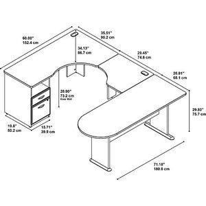 Series A U Shaped Corner Desk with Peninsula and Storage