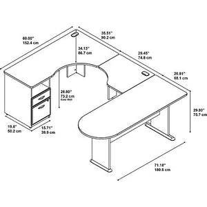 Bush Business Furniture Series A U Shaped Corner Desk with Peninsula and Storage in Natural Cherry and Slate