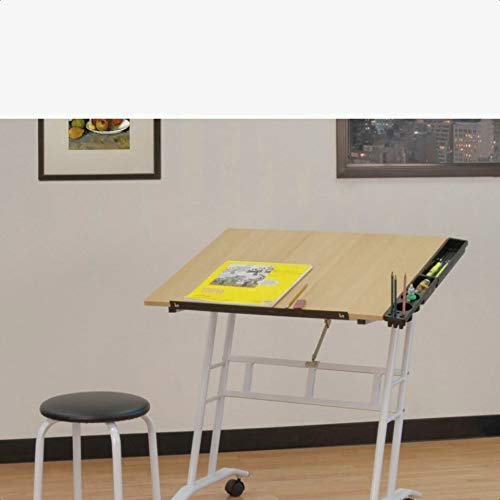 2 Piece Wood Drafting Table Set, Top Material: Wood, Base Material: Metal