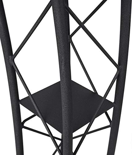 Displays2go Black Aluminum and Steel Truss Lectern with Built-in Shelf, 47" Tall, Textured Finish